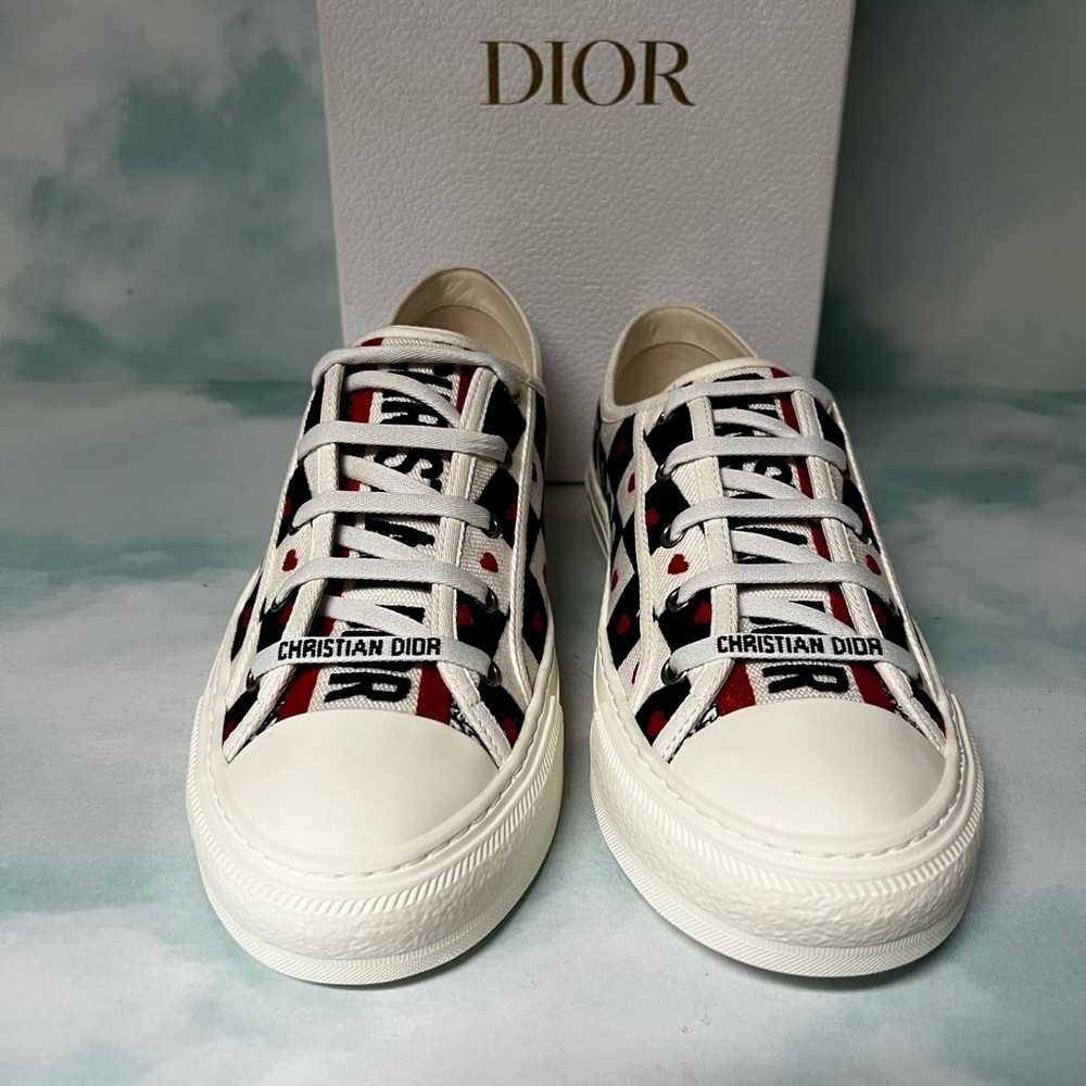Christian Dior Dioramour Walk'N'Dior Low Top Sneakers Black/White/Red Sz 42 / 12 - Picture 6 of 11